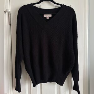 Philosophy Black V-Neck Ribbed Knit Sweater